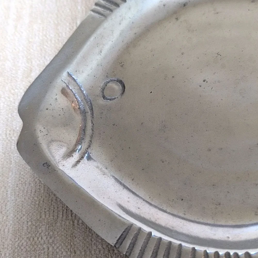 Fish Shaped Tray Dish Silver Metal